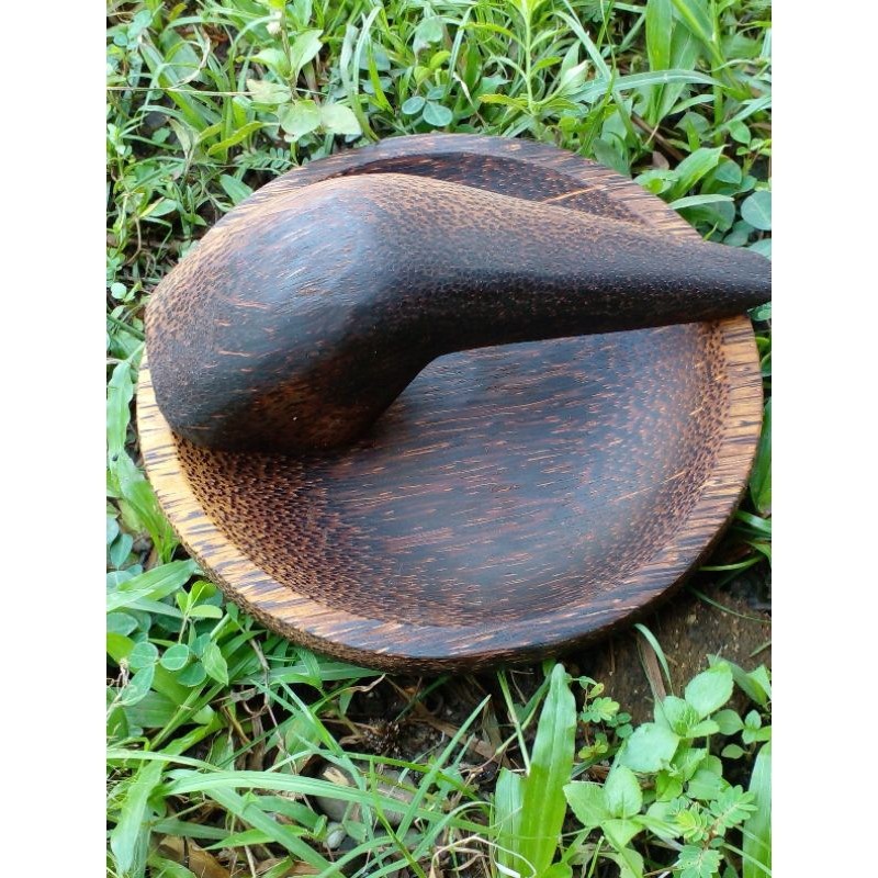 Ruparupa Craft Cobek Kayu Aren/Ulekan Cabe/Cobek Aren/ Cobek Satu Set Dengan Ulekan