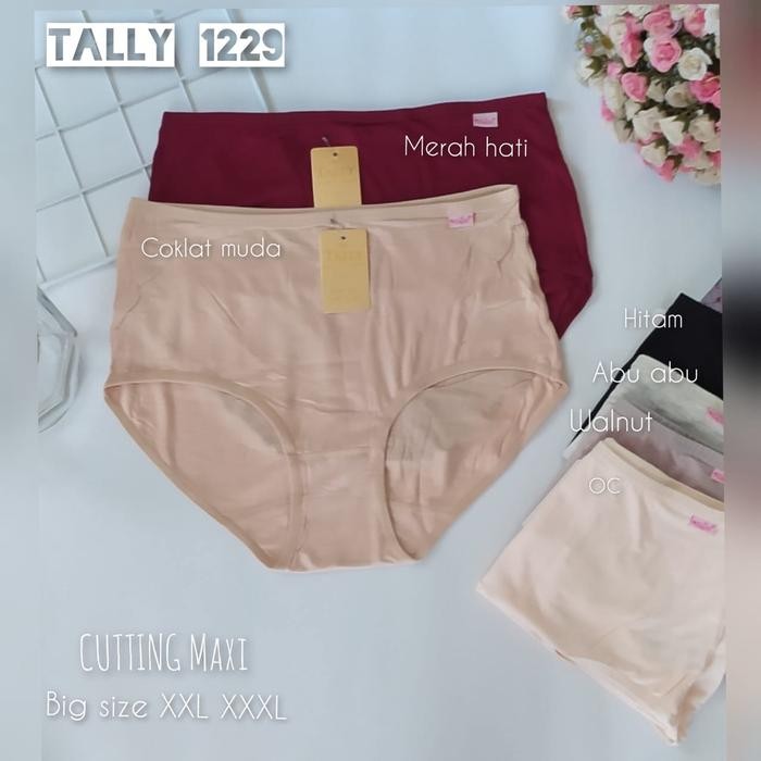 Zareen- Tally Celana Dalam Wanita - Cd 1229 - Katun Bamboo High Waist Maxi Hitam Motif