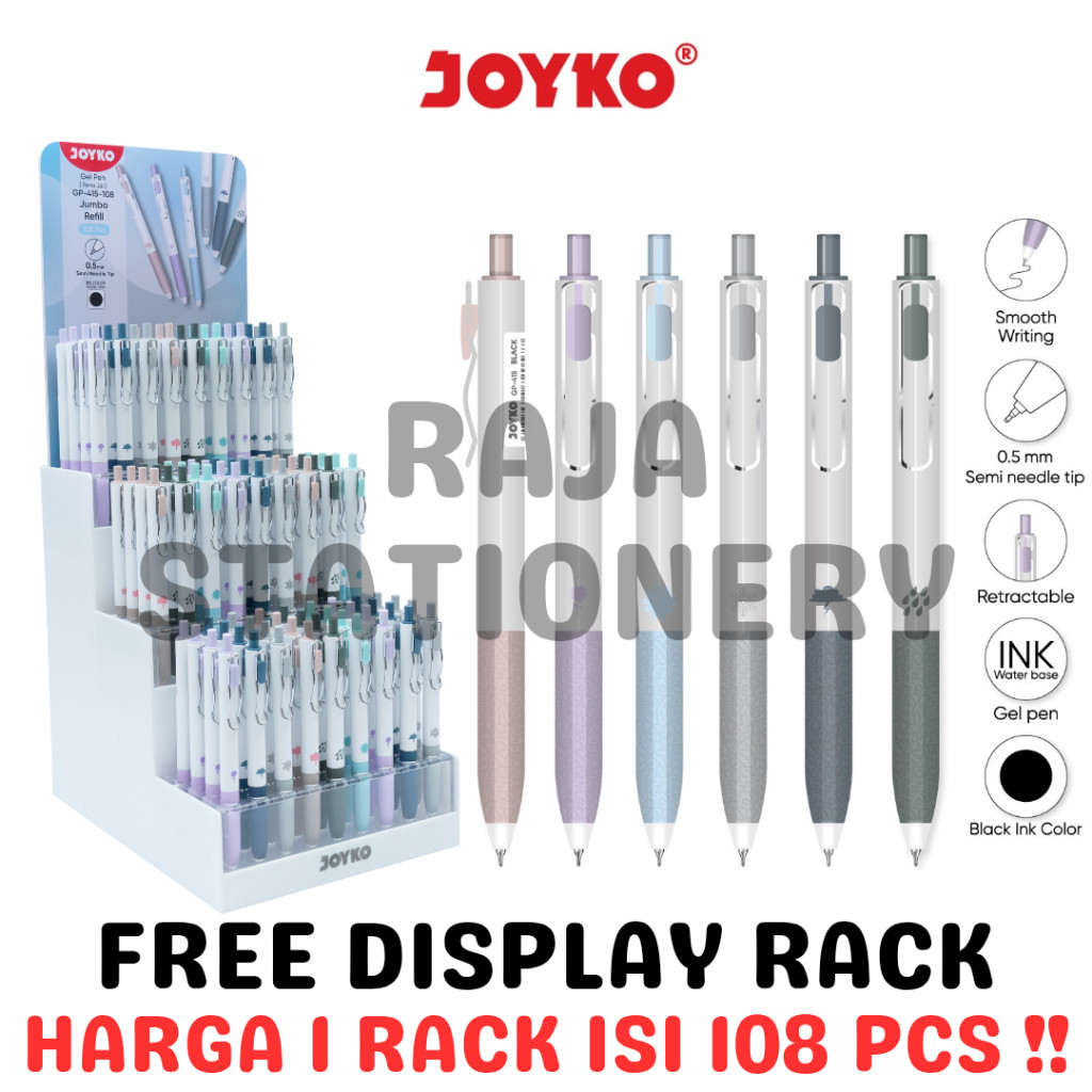 

JOYKO GEL PEN CLICKER BLACK PENA PULPEN JOYKO CETEK HITAM GP-415 FREE DISPLAY RACK [108PCS] - RAJA BIGBOX