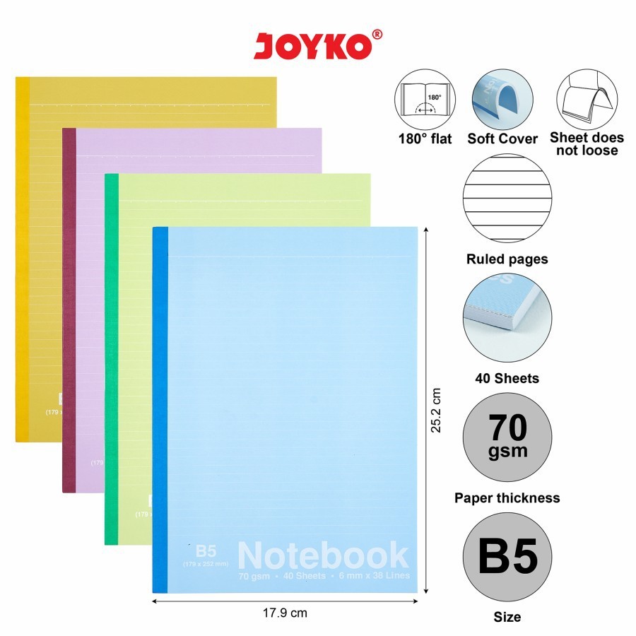 

JOYKO NOTEBOOK B5 GARIS / BUKU TULIS JOYKO B5 MODEL MINIMALIS WARNA WARNI MURAH BERKUALITAS NB-705 - RAJA BIGBOX