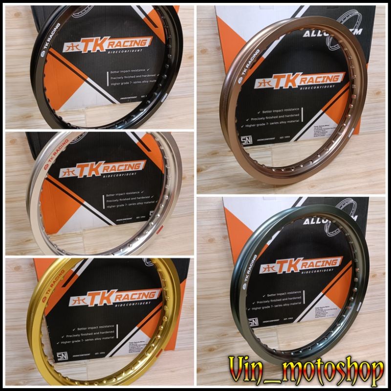 velg pelek TK racing ring 17 140 160 185 215 250 hole 36 warna hitam silver titanium Bronze gold