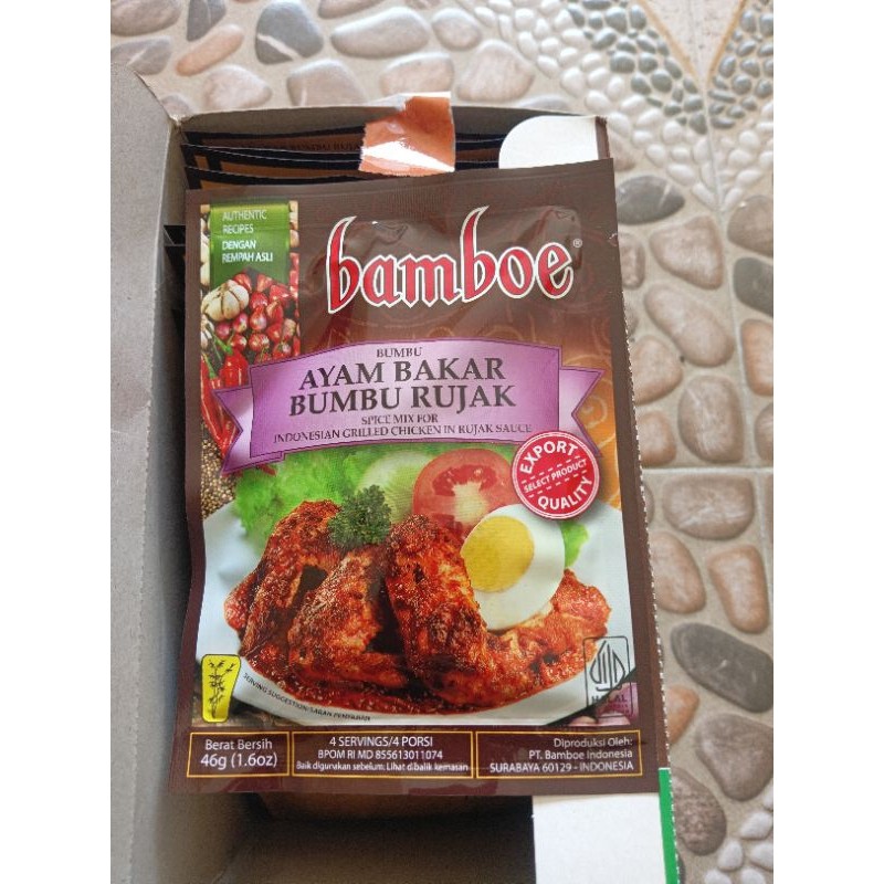 

Bamboe Bumbu Instant AYAM BAKAR BUMBU RUJAK 49g Export Quality