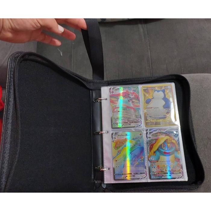 

24HBuku Album Holder 400 Kartu Game Pokemon EX GX Bahan PU Waterproof Dengan Resleting Untuk Koleksi
