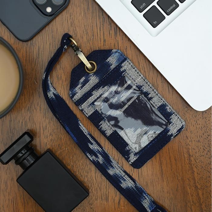 

NONA RARA - Lanyard Tenun Blue A0054, Lanyard ID Card Holder Batik Modern
