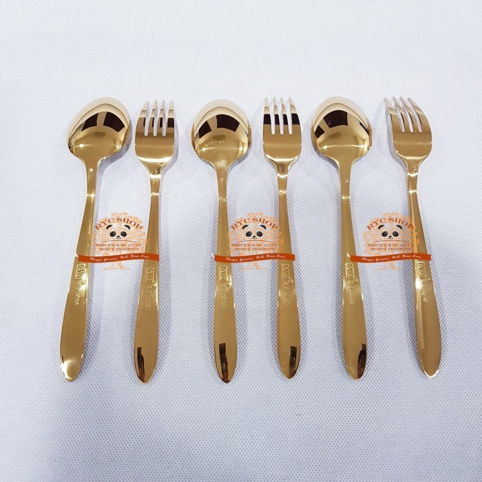 [Bestone] Sendok Makan Emas & Garpu Makan Emas 18-10 Stainless Steel JAPAN