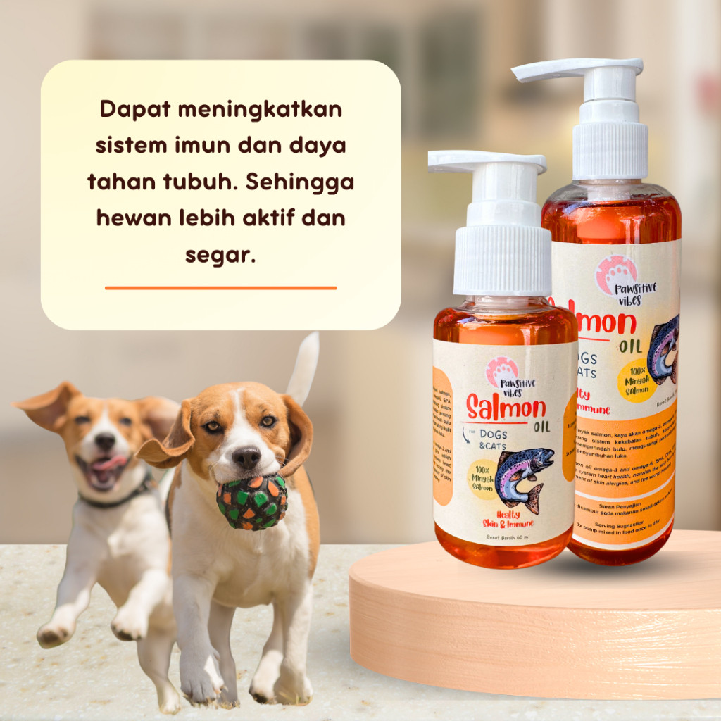 Pawsitive Vibes Bundling Grooming Minyak Salmon Murni 100% untuk Anjing Kucing + Salmon Powder Bubuk