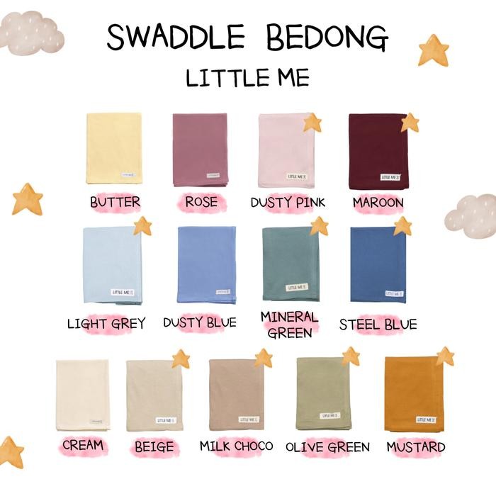 Little Me Baby Swaddle / Kain Bedong Selimut Polos Bayi Cotton Bamboo / Muslin Katun Bambu Warna