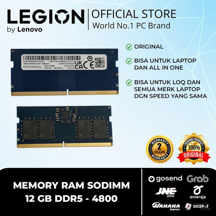 MEMORY RAM SODIMM 12 GB DDR5 - 4800 ORIGINAL NEW LENOVO GAMING LOQ BISA UNTUK LAPTOP DAN ALL IN ONE