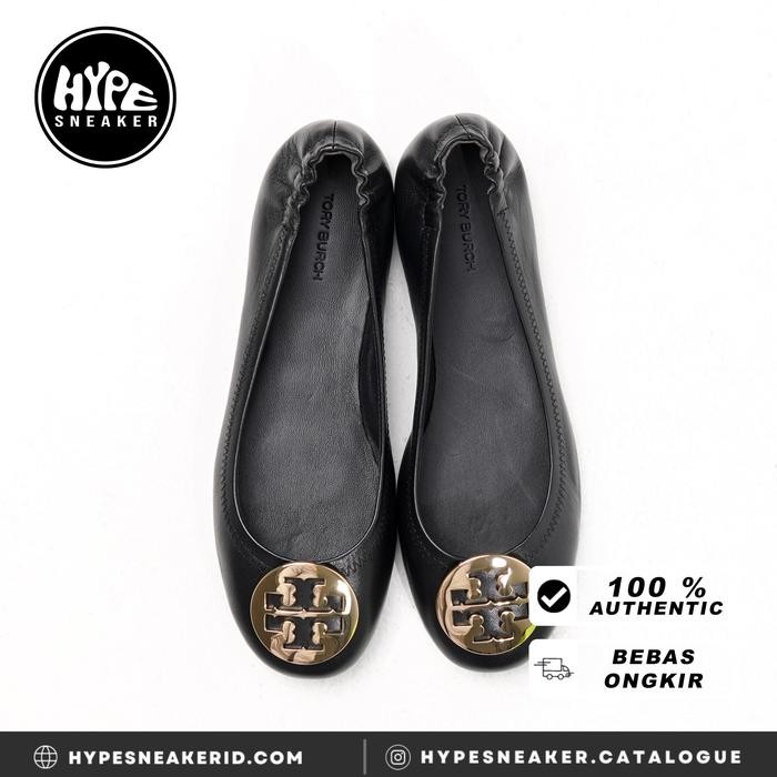 Sandal TORY BURCH MINNIE BALLERINA GHW BLACK 100% ORIGINAL
