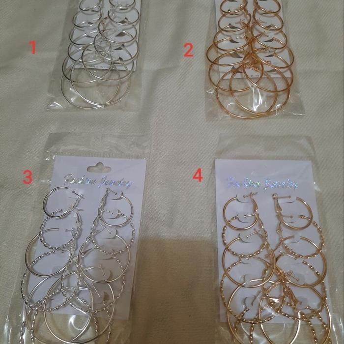 Clavie- Anting Bulat Bulet Hoop Hoops Korea 1 Set 6 Pasang