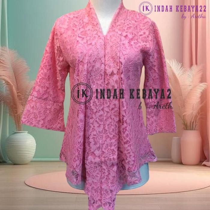 Trenatik- Atasan Kebaya Kutubaru Floy Brokat Elegan Modern Baju Atasan Dress Wanita Remaja
