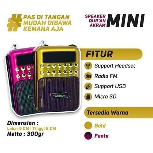 ready Al-Akram Mini / Speaker AlQur'an Al Akram 30 juz Bluetooth