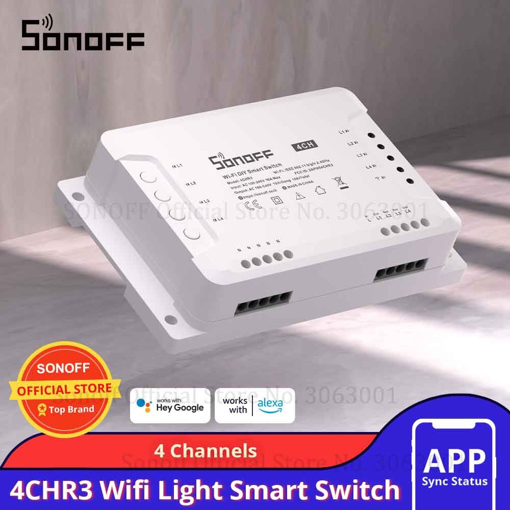 Sonoff 4CHR3 4 Gang Wifi Light Smart Switch  4 Channels Electronic