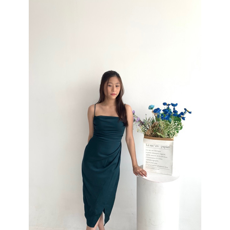 [NEW] NUOIR Luna Dress Satin Silk Dress Premium Slit