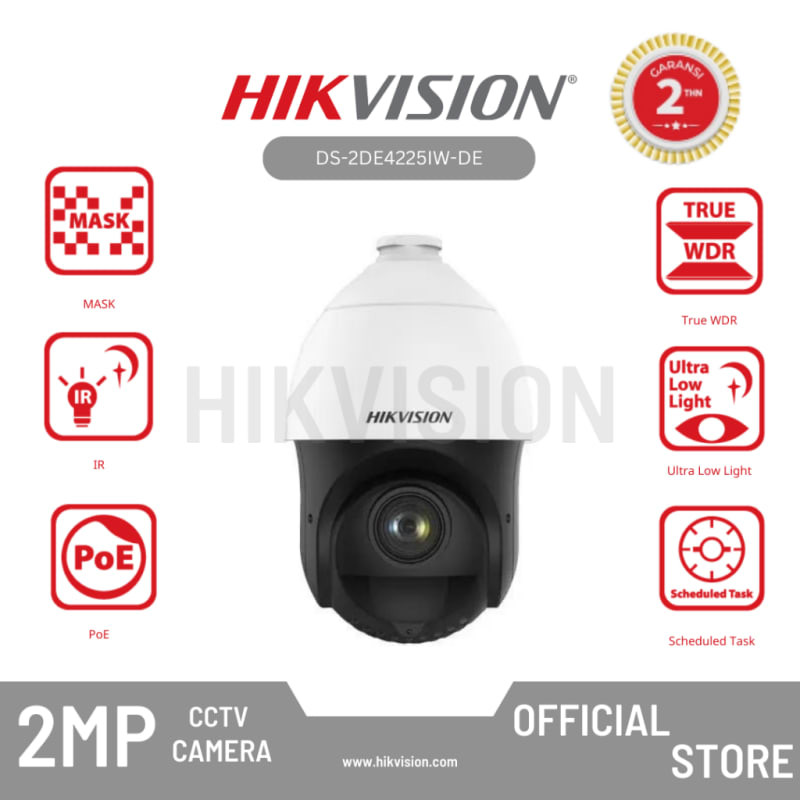 HIKVISION - DS-2DE4225IW-DE Camera IP PTZ CCTV 2 MP 25X Powered by DarkFighter IR Network Speed Dome