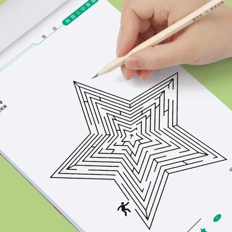 

Puzzle Maze Books Lattice Symmetrical Drawing Graphics Cards Kids Children Concentration Training