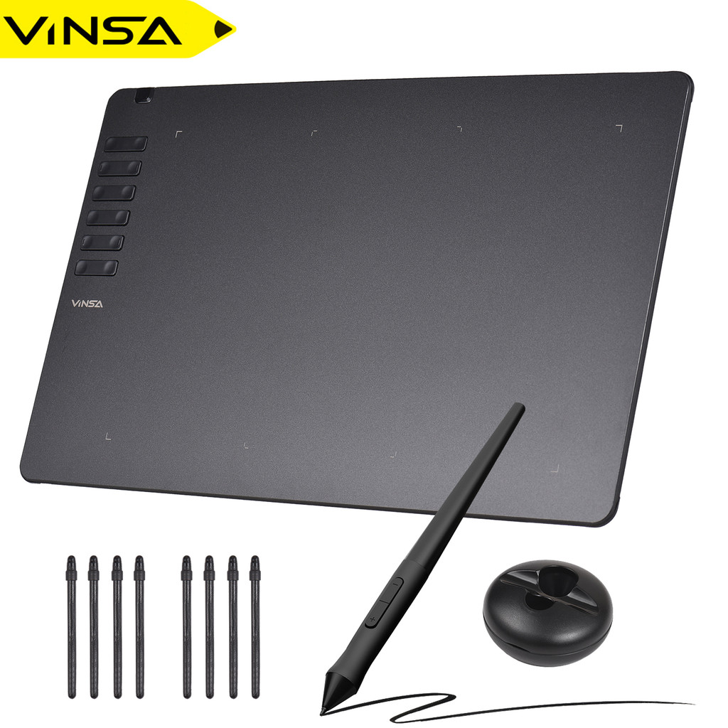 

Vinsa T1161 Graphics Drawing Tablet Ultra-Thin Art Creation Sketch With Battery-Free Stylus 8 Pen