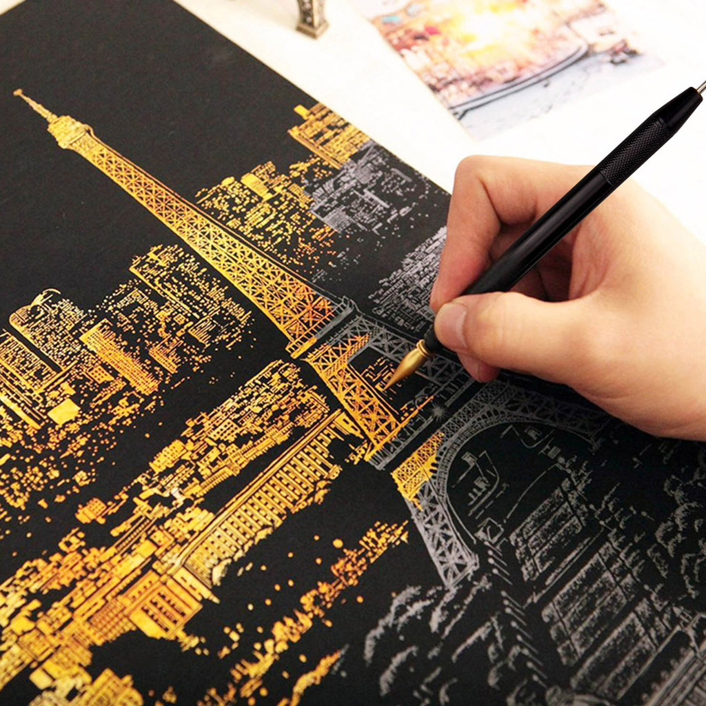 

5/8Pcs Diy Magic Scratch Scraping Painting Tools Bamboo Sticks Scraper Repair Scratch Pen Black