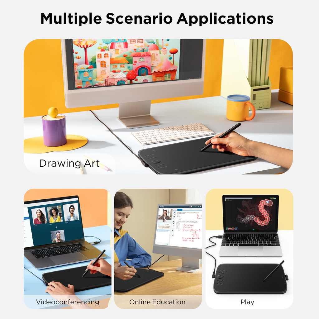

Ugee M908 Graphics Drawing Tablet 10 Inch 8 Hot Keys Scroll Wheel 16K Levels Pressure Compatible For