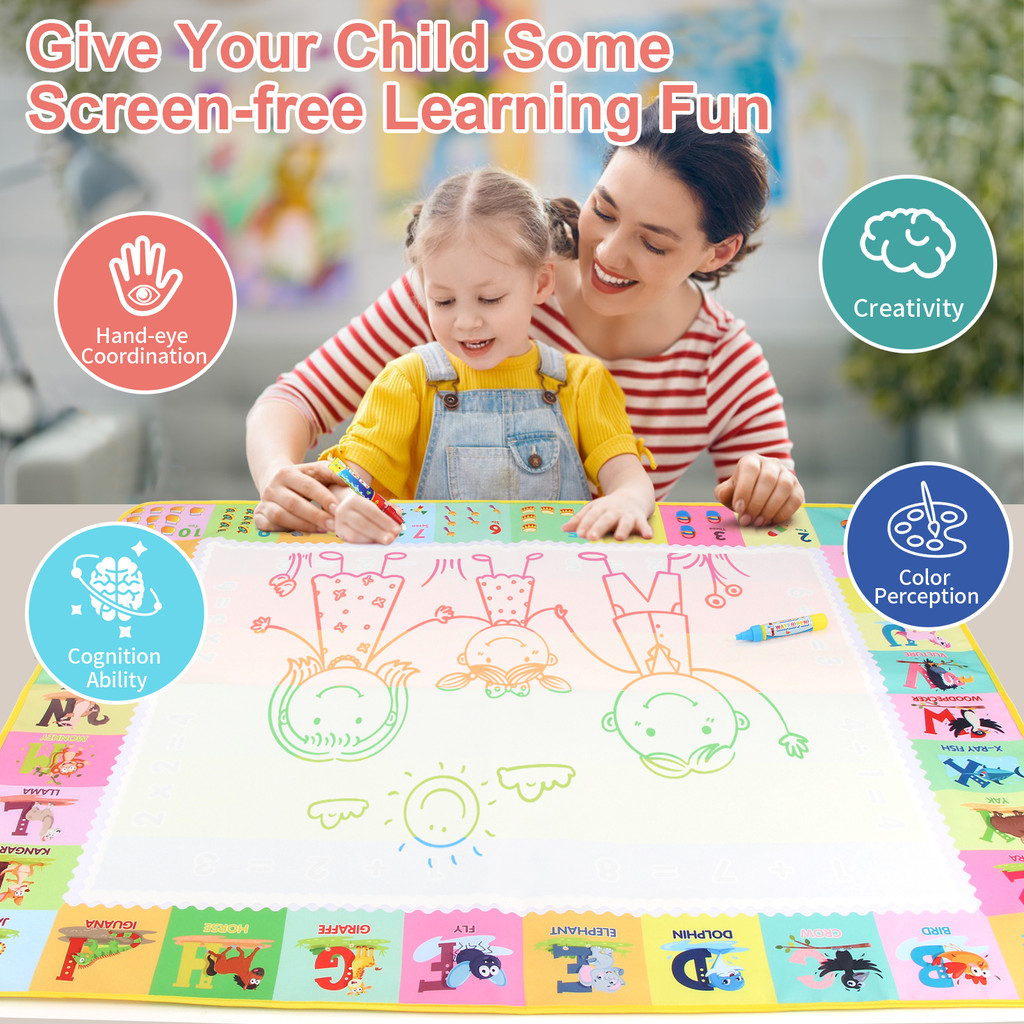 

100X80Cm Magic Water Drawing Mat Coloring Doodle With Reusable Magic Pens Montessori Painting Board