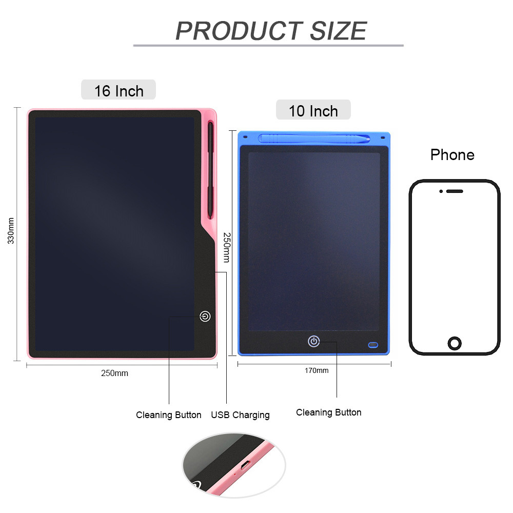 

Educational Toys Writing Tablet For Kids 10/16Inch Lcd Drawing Board Children Gifts Usb Charging
