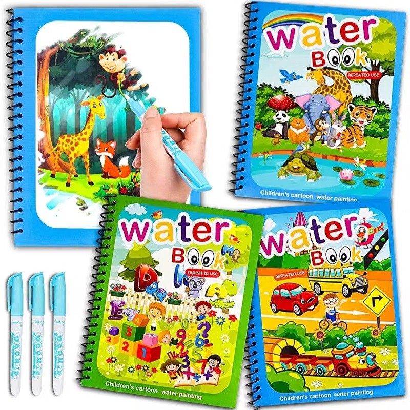 

Children Early Education Toys Magical Book With Pen Water Drawing Montessori Toys Gift Reusable