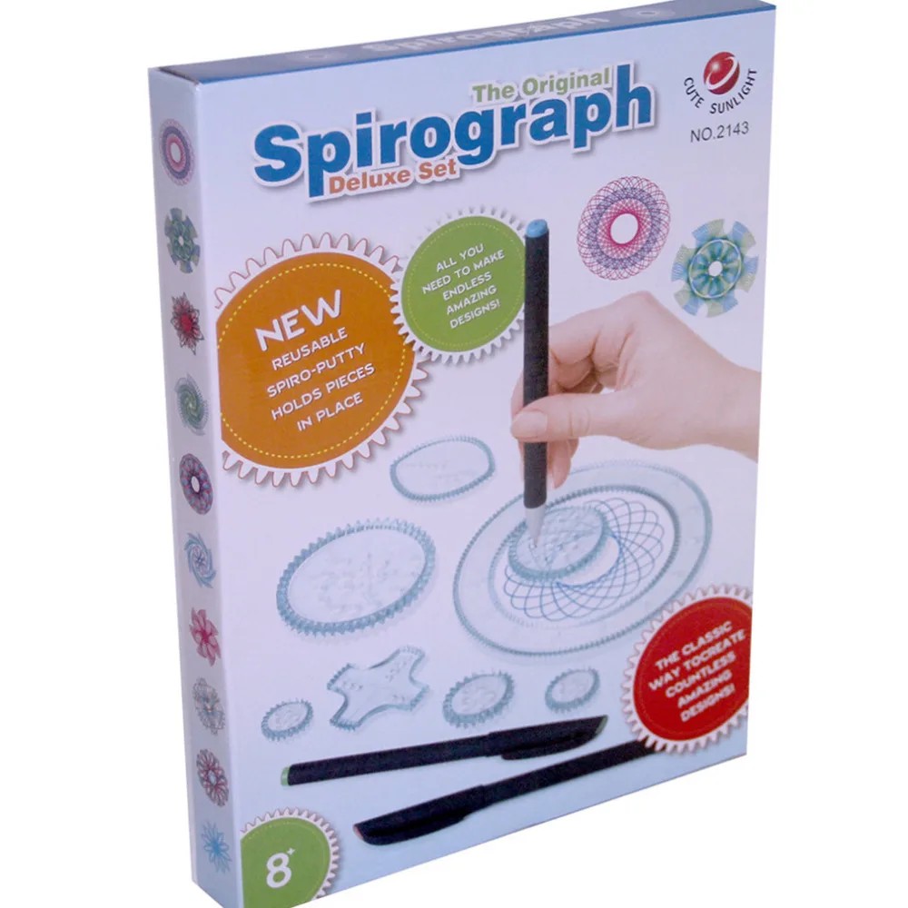 

2024 New Spirograph Deluxe Set Design Tin Set Draw Spiral Designs Interlocking Gears & Wheels,Draw