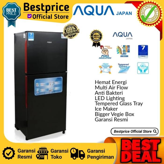 KULKAS 2 PINTU AQUA AQR-D251 AQRD 251 LOW WATT NO FROST