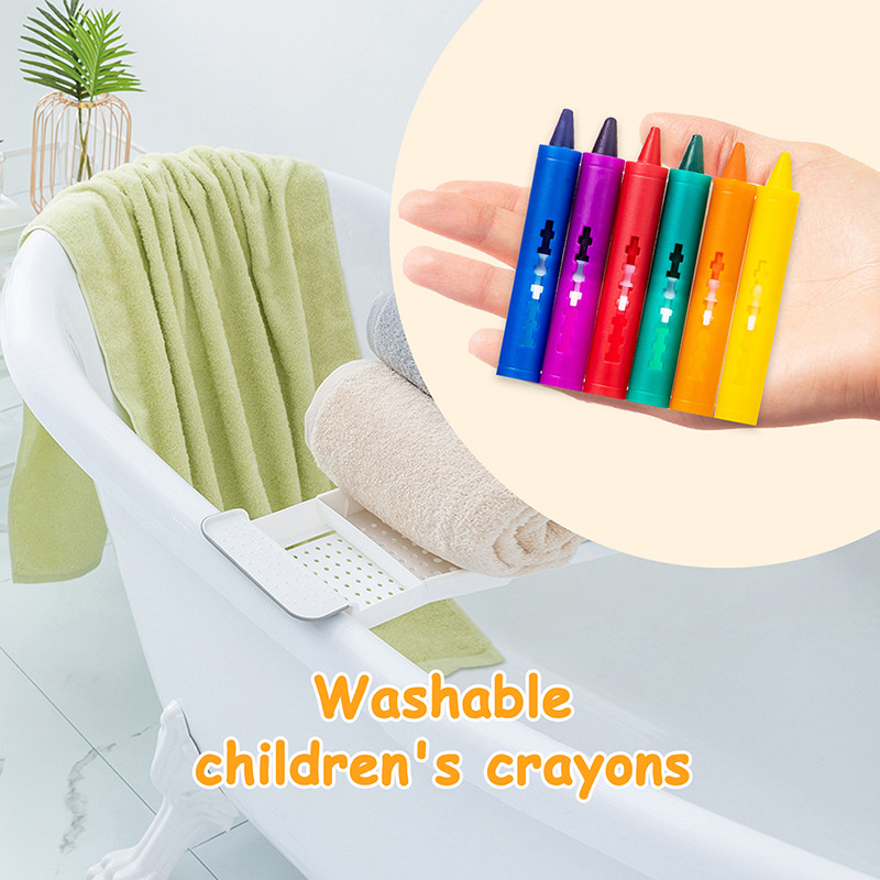 

6Pcs Washable Bath Crayons Colorful Drawing In The Tub Easy Clean Crayons Kids Colorful Funny Art