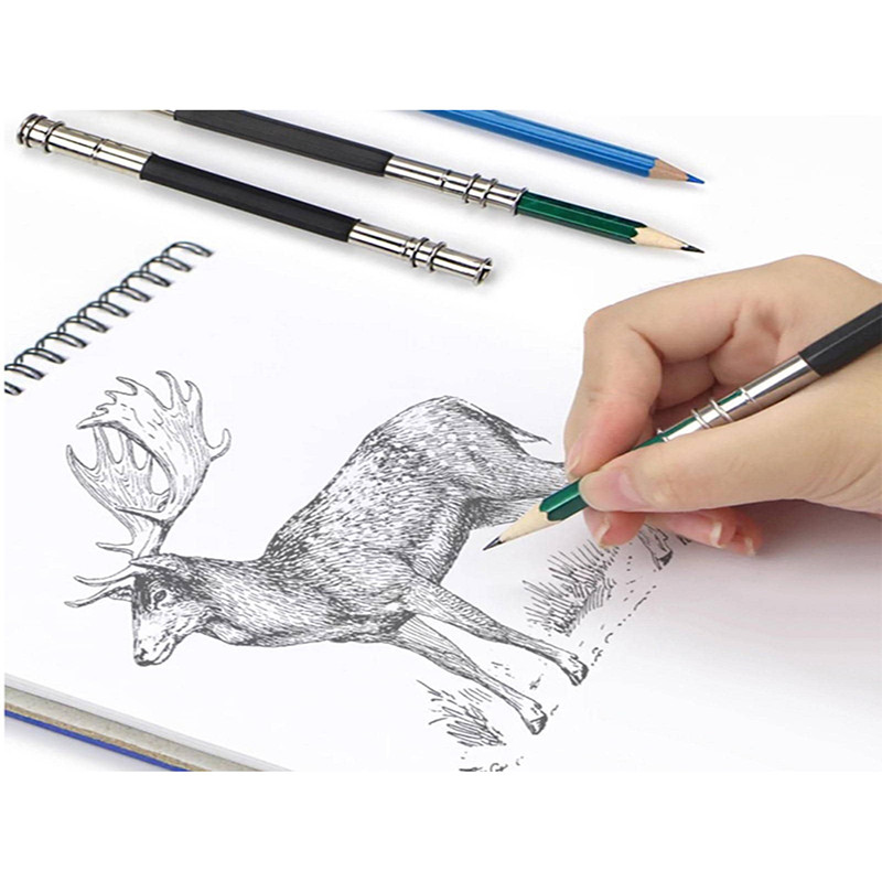 

Bview Art 2Pcs Double Head Pencil Extender Pencils Holder Lengthener Stationery Sketch Drawing