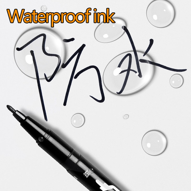 

10Pcs 0.5Mm-1Mm Paint Marker Double Headed Permanent Marker Graffiti Metalic Marker Pens Black Pen