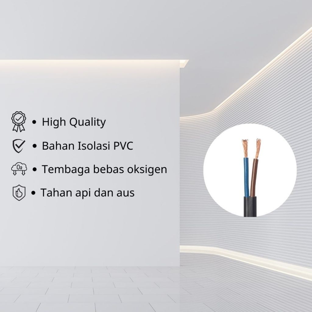 Kabel Tembaga Asli Kabel Listrik Kabel NYMHY 2x0.75 mm Putih Hitam