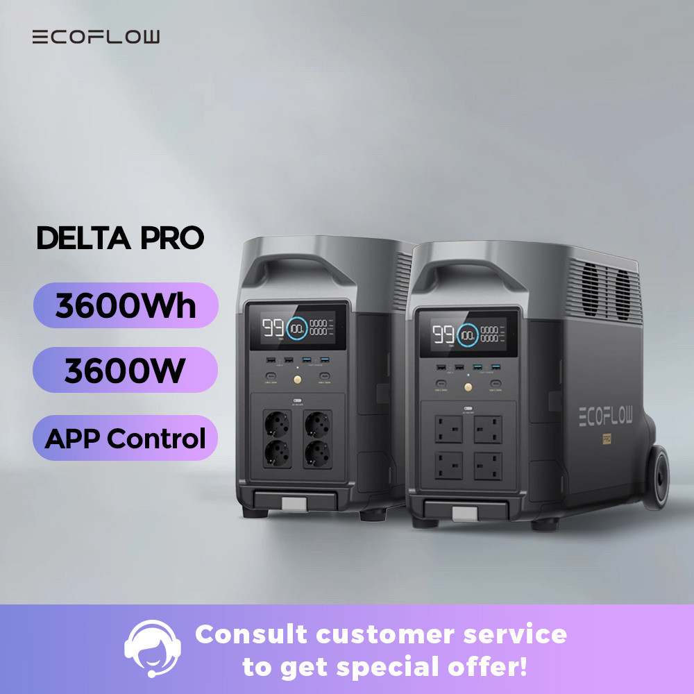 ECOFLOW DELTA Pro Portable Power Station Expandable Power Supply 3.6kWh-25kWh Huge AC Output 3600W S