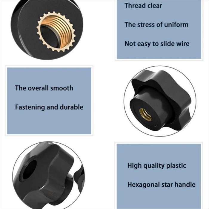 Auradeko 10Pcs Baut Kepala Bintang Diameter M6 M8 Baut Knob Mur Bintang Knob Star