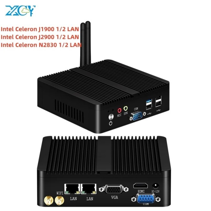 XCY Fanless Mini Pc Intel Celeron J1900 J2900 Windows 10 7 Linux Thin