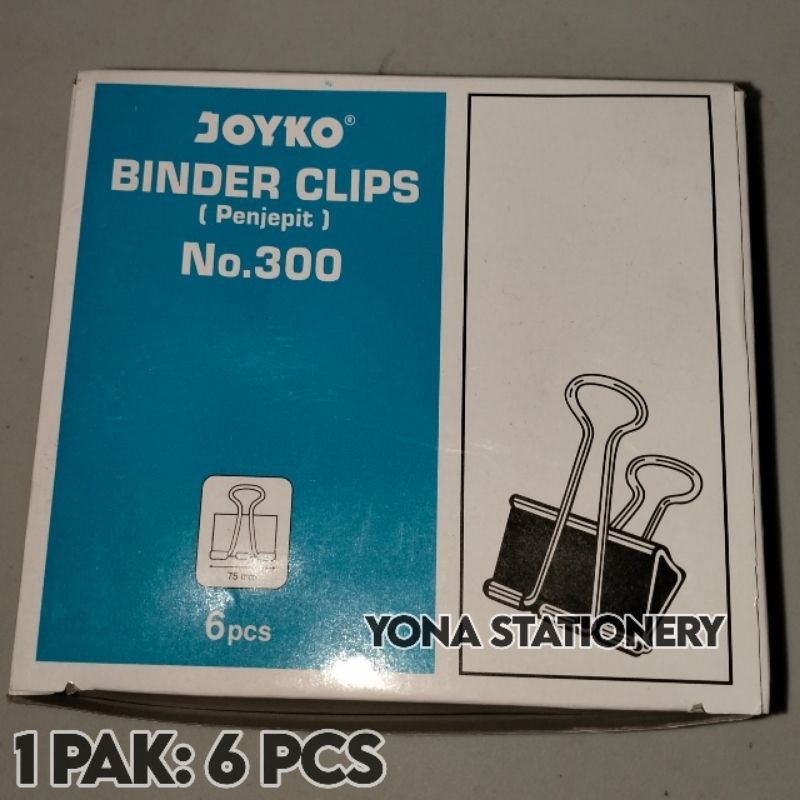 

Binder Clip Joyko No.300 | Joyko Binder Clips | 75 mm | 1 Pak: isi 6 Pcs