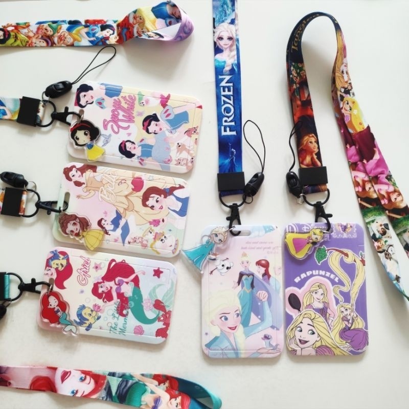 

ID Card Holder Name Tag Lanyard / Kalung Wadah Kartu Identitas Tapping Disney Princess Elsa Frozen Rapunzel Tangled Snow White Ariel Little Mermaid Belle