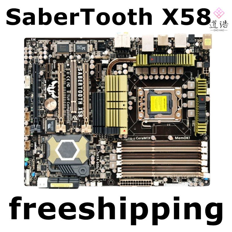 For SaberTooth X58 Motherboard 24GB LGA 1366 DDR3 ATX X58 Mainboard 100% Tested Fully Work