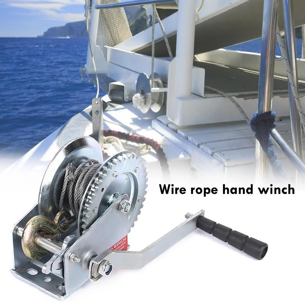 (COD)Katrol Manual Kapal Boat Winch - Tali Kawat Baja 500-2500 LBS Dengan Panjang 7-10 Meter,