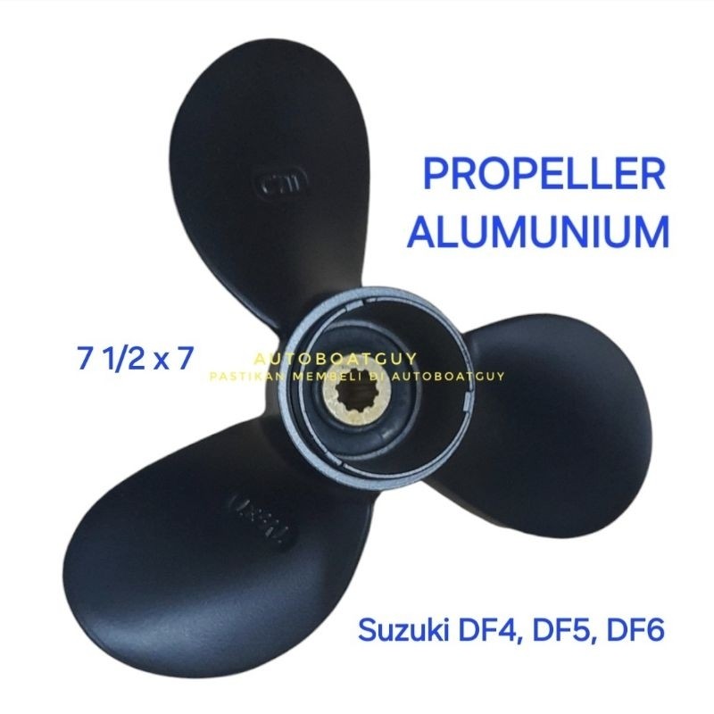 Propeller 58111-98651 7 1/2x7 Mesin Tempel SUZUKI DF4, DF5, DF6 (4 / 5/ 6 PK HP) Kipas Baling-Baling