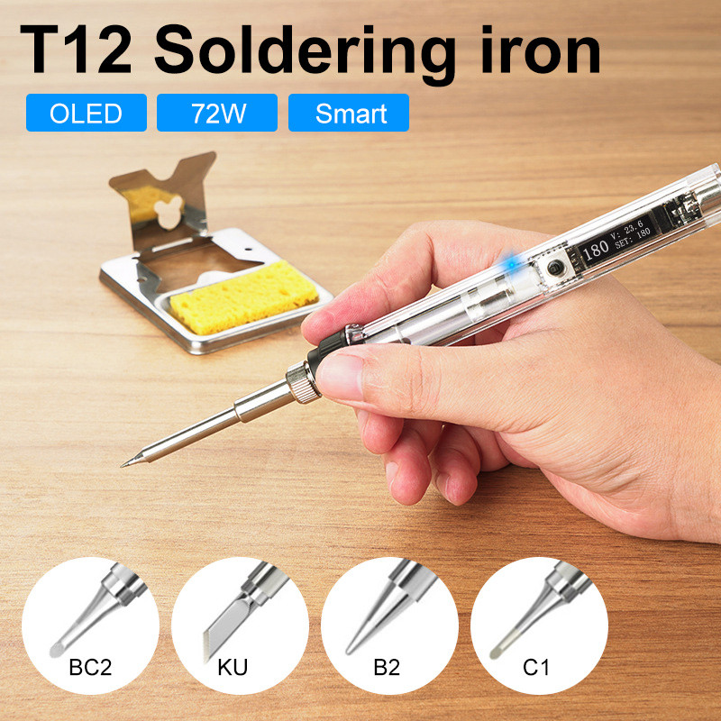 T12 Mini Soldering Iron Dc 12-24V 72W Digital Oled Adjustable Temperature Electric Welding Solder