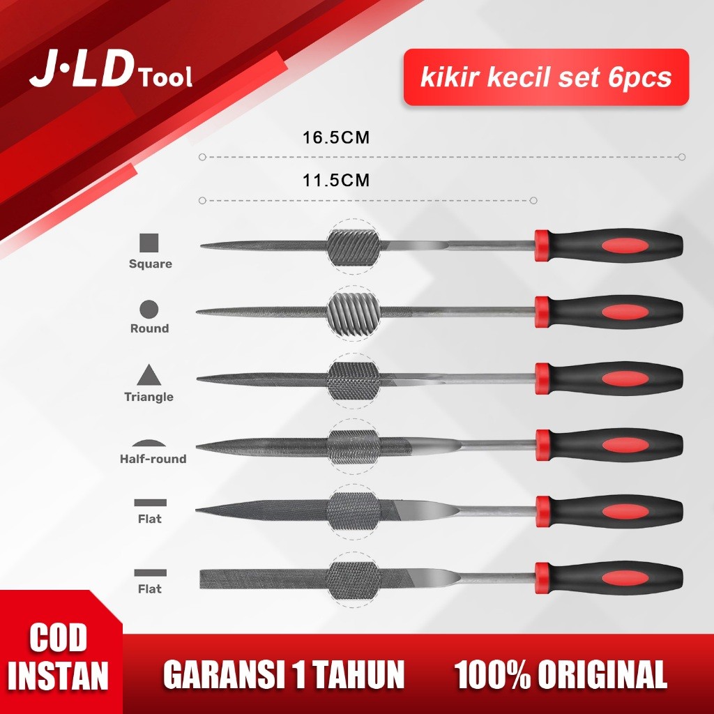 JLD Kikir kecil set 6pcs Mini Files Set Alat Kikir Besi 4x160mm Metal Needle File Set
