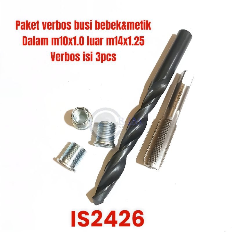 paket komplit verbos busi set tap n bor set sok drat busi pendek motor bebek n metik drat luar