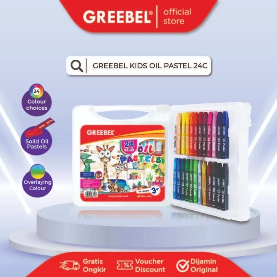 

[READY] GREEBEL Crayon 24 Warna KIDS OIL PASTEL (Non toxic)