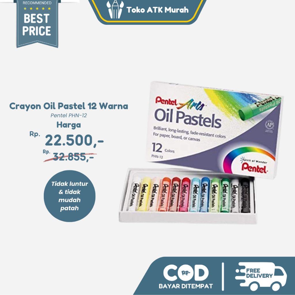 

[READY] Crayon Oil Pastel Pentel 12 Warna - Krayon Mewarnai