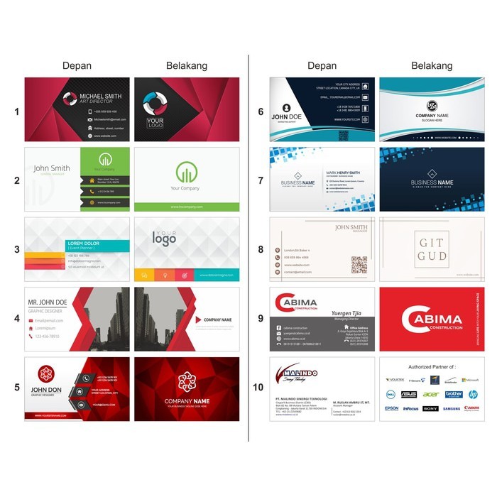 

JH8 Kartu nama cetak 2 muka full colour bahan AC260 + Laminating