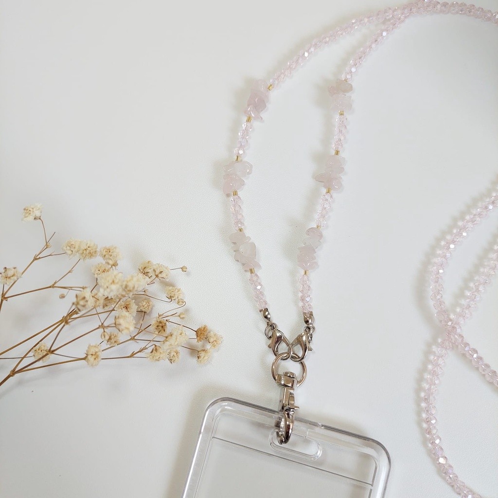 

JH8 [Lalaluna] LANYARD CRYSTAL QUARTZ STONE GANTUNGAN ID CARD