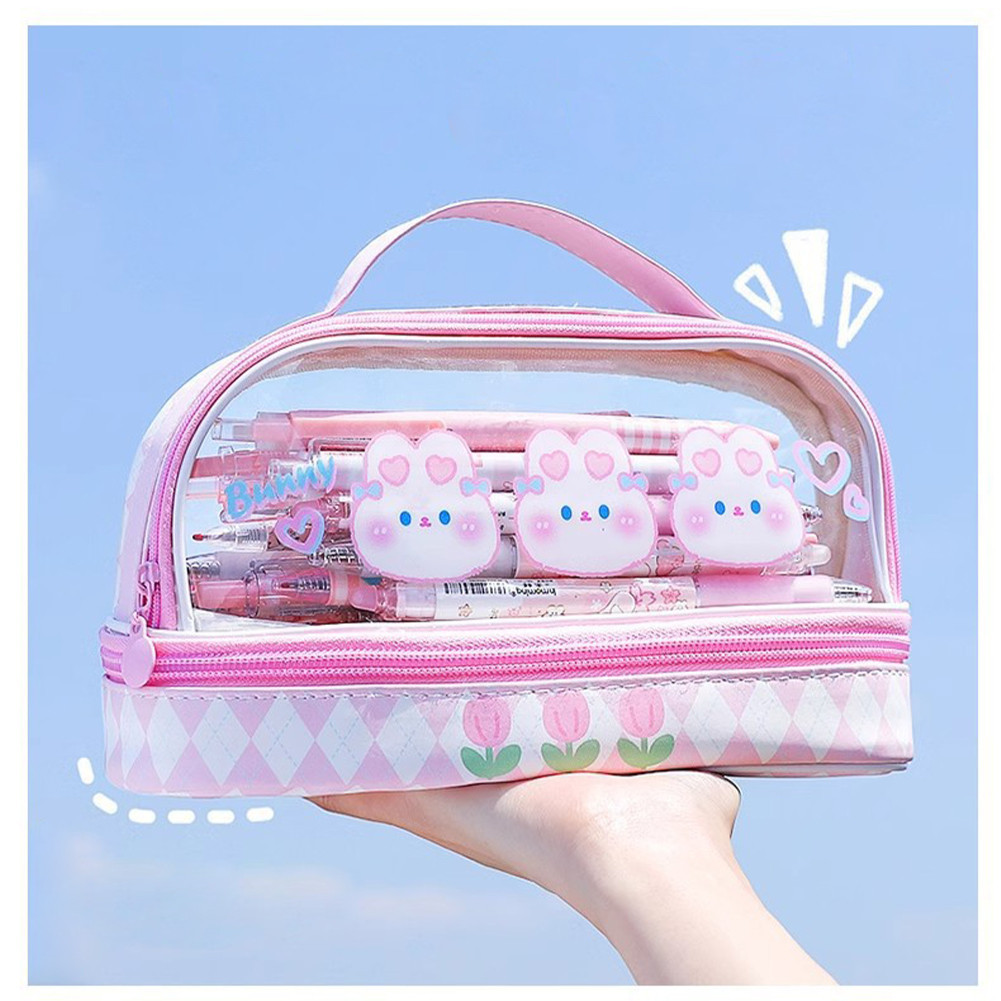

JH8 Pencil Case untuk Mahasiswa SMA Junior Cute Storage Bag Kotak Pensil Tempat Pensil Besar Kartun