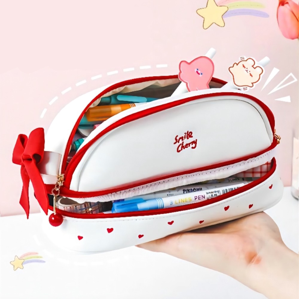 

JH8 [COD] Kotak Pensil Kawaii Kotak Pensil Kapasitas Besar PU Lapisan Ganda Portabel Stroberi Tas