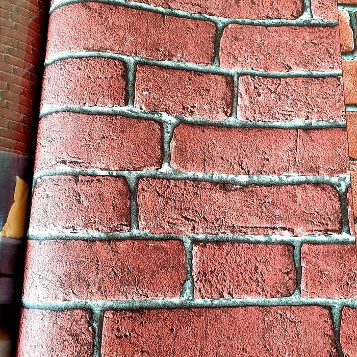 TERBARU! Wallpaper Vynil Timbul tebal Motif Bata Merah